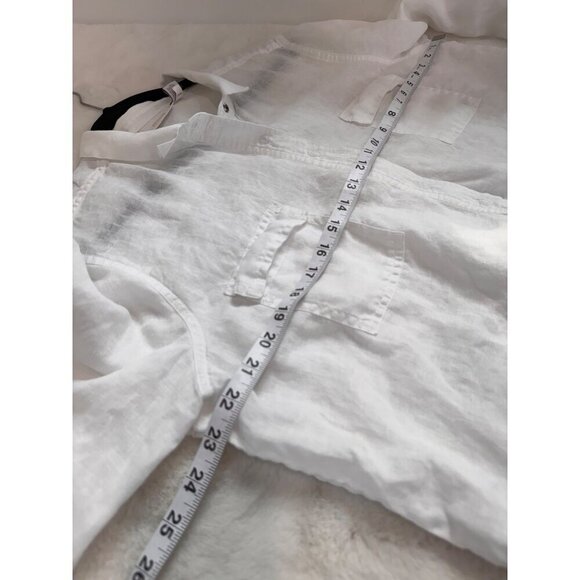 Chico's Size 3 White 100% Linen Long Sleeve Button-Up Blouse w/Roll-Tab Sleeves - Picture 3 of 13